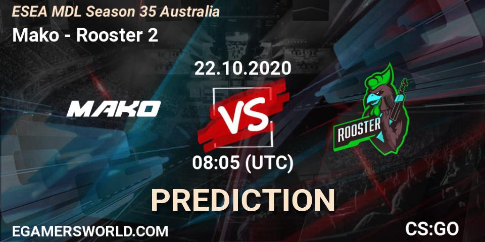 Prognose für das Spiel Mako VS Rooster 2. 26.10.2020 at 08:05. Counter-Strike (CS2) - ESEA MDL Season 35 Australia