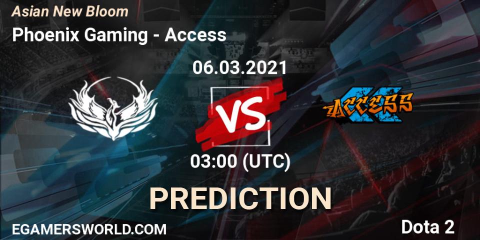Prognose für das Spiel Phoenix Gaming VS Access. 06.03.21. Dota 2 - Asian New Bloom