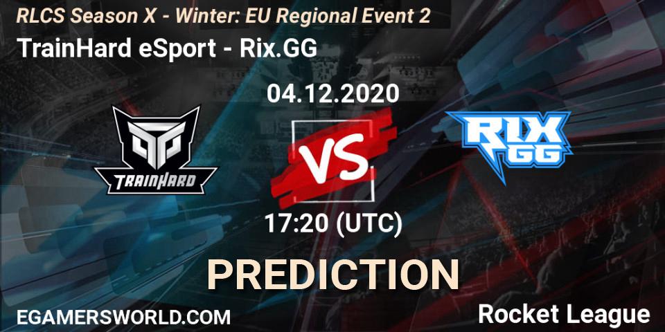 Prognose für das Spiel TrainHard eSport VS Rix.GG. 04.12.2020 at 17:20. Rocket League - RLCS Season X - Winter: EU Regional Event 2