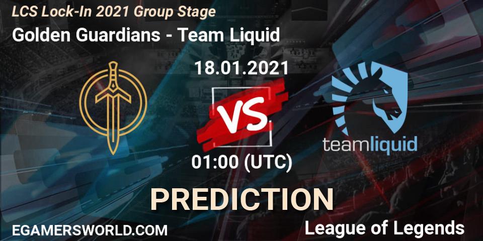 Prognose für das Spiel Golden Guardians VS Team Liquid. 18.01.2021 at 01:00. LoL - LCS Lock-In 2021 Group Stage