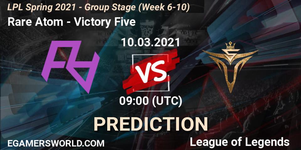 Prognose für das Spiel Rare Atom VS Victory Five. 10.03.2021 at 09:00. LoL - LPL Spring 2021 - Group Stage (Week 6-10)