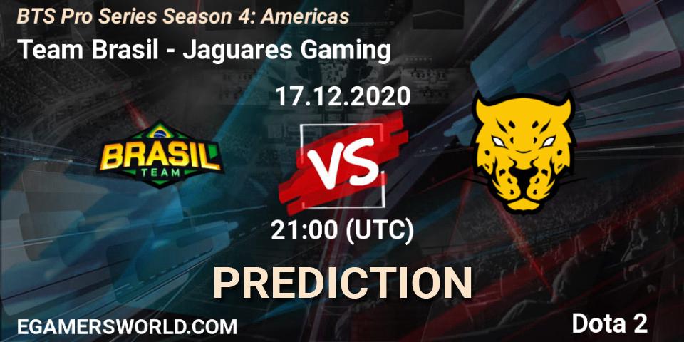 Prognose für das Spiel Team Brasil VS Jaguares Gaming. 17.12.2020 at 21:00. Dota 2 - BTS Pro Series Season 4: Americas