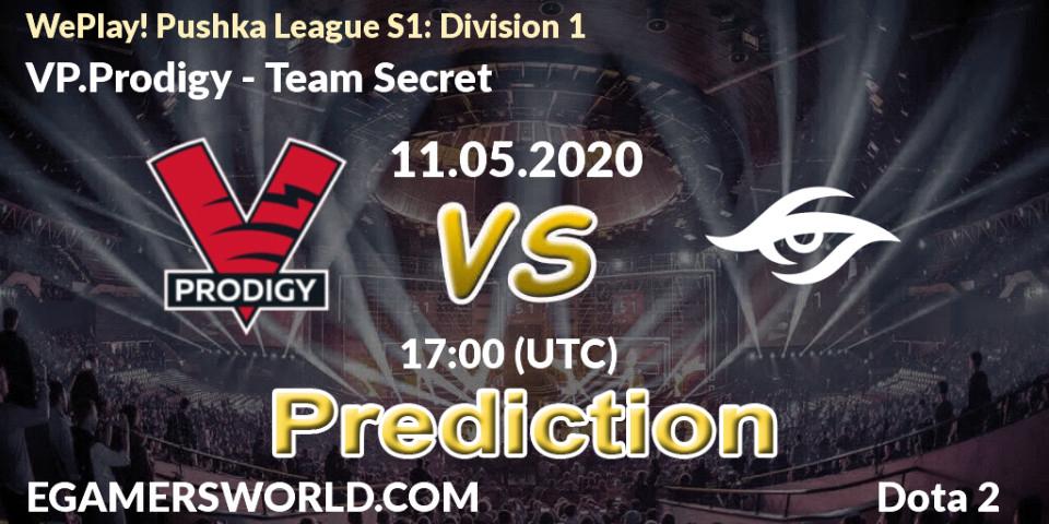 Prognose für das Spiel VP.Prodigy VS Team Secret. 11.05.20. Dota 2 - WePlay! Pushka League S1: Division 1