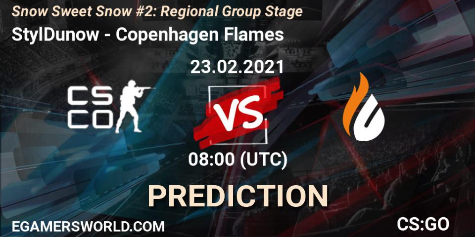 Prognose für das Spiel StylDunow VS Copenhagen Flames. 23.02.2021 at 08:00. Counter-Strike (CS2) - Snow Sweet Snow #2: Regional Group Stage