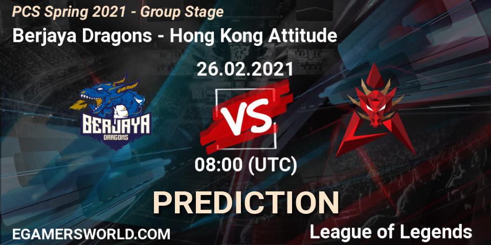 Prognose für das Spiel Berjaya Dragons VS Hong Kong Attitude. 26.02.2021 at 08:00. LoL - PCS Spring 2021 - Group Stage