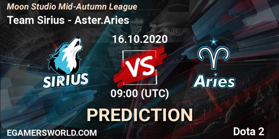 Prognose für das Spiel Team Sirius VS Aster.Aries. 16.10.2020 at 09:00. Dota 2 - Moon Studio Mid-Autumn League