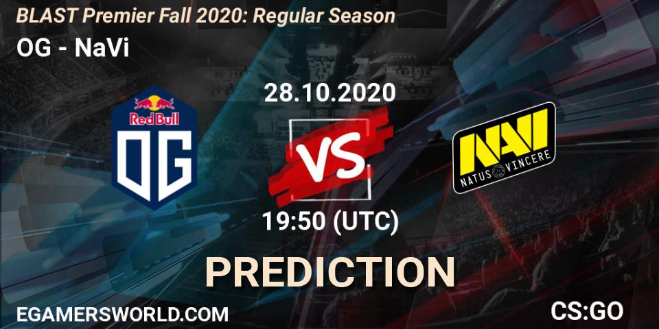 Prognose für das Spiel OG VS NaVi. 28.10.2020 at 19:50. Counter-Strike (CS2) - BLAST Premier Fall 2020: Regular Season