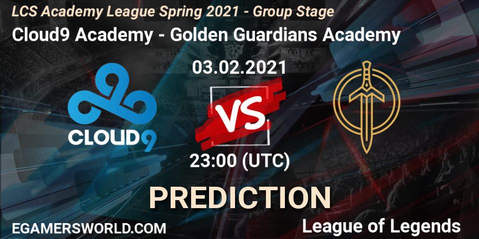 Prognose für das Spiel Cloud9 Academy VS Golden Guardians Academy. 03.02.21. LoL - LCS Academy League Spring 2021 - Group Stage