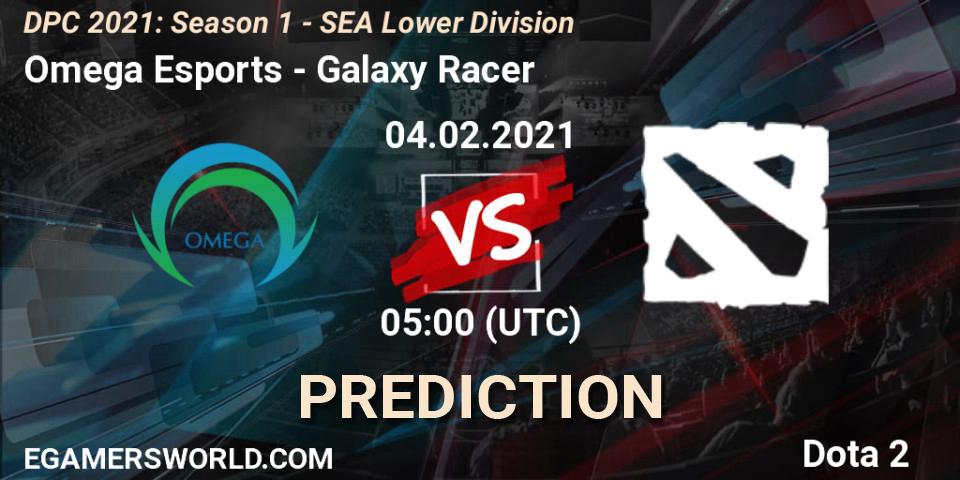 Prognose für das Spiel Omega Esports VS Galaxy Racer. 04.02.2021 at 05:03. Dota 2 - DPC 2021: Season 1 - SEA Lower Division