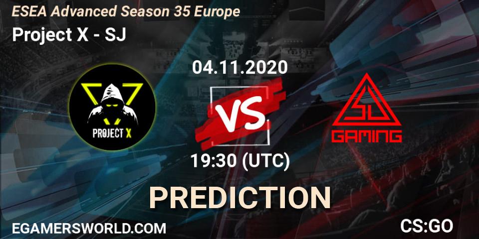 Prognose für das Spiel Project X VS SJ. 04.11.2020 at 14:30. Counter-Strike (CS2) - ESEA Advanced Season 35 Europe