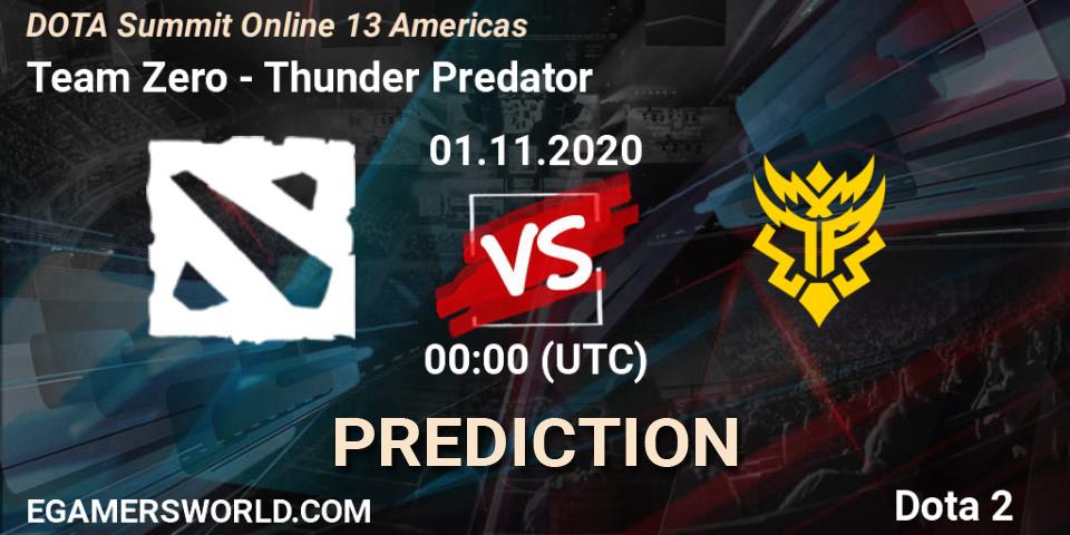 Prognose für das Spiel Team Zero VS Thunder Predator. 01.11.2020 at 01:05. Dota 2 - DOTA Summit 13: Americas