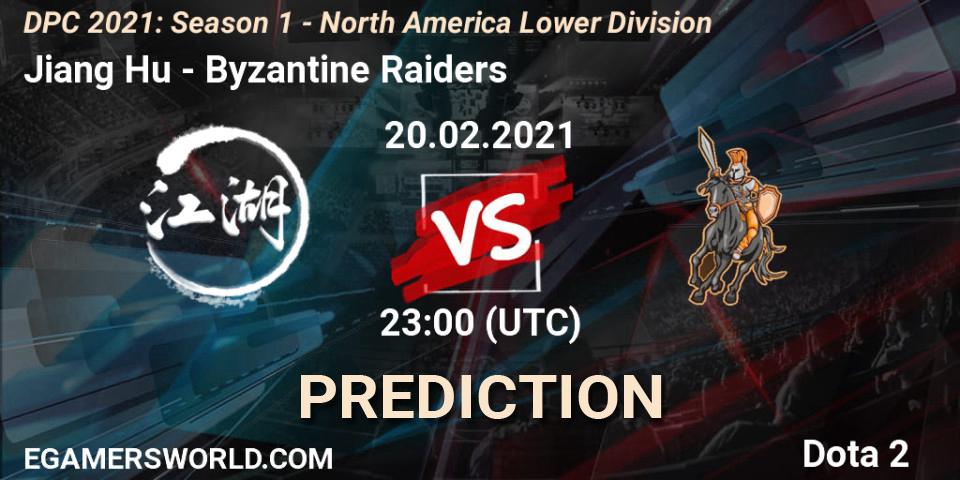 Prognose für das Spiel Jiang Hu VS Byzantine Raiders. 20.02.2021 at 23:00. Dota 2 - DPC 2021: Season 1 - North America Lower Division