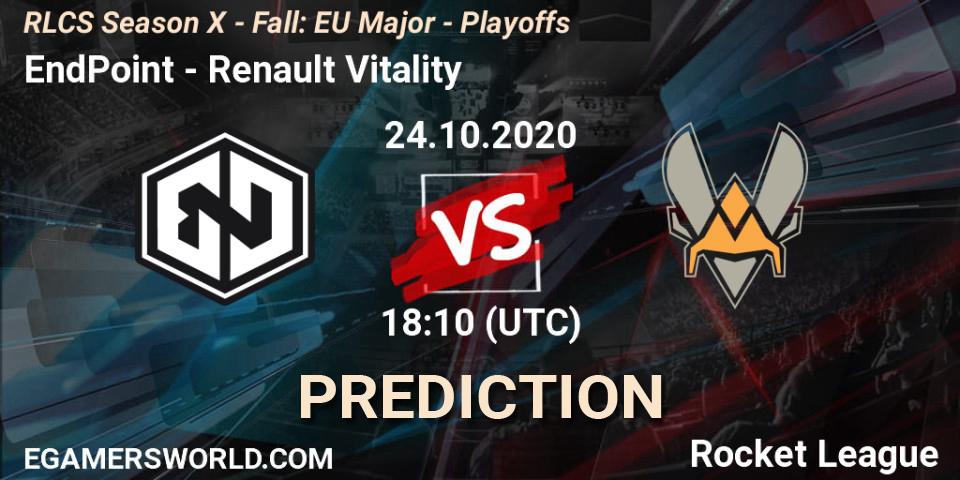 Prognose für das Spiel EndPoint VS Renault Vitality. 24.10.20. Rocket League - RLCS Season X - Fall: EU Major - Playoffs