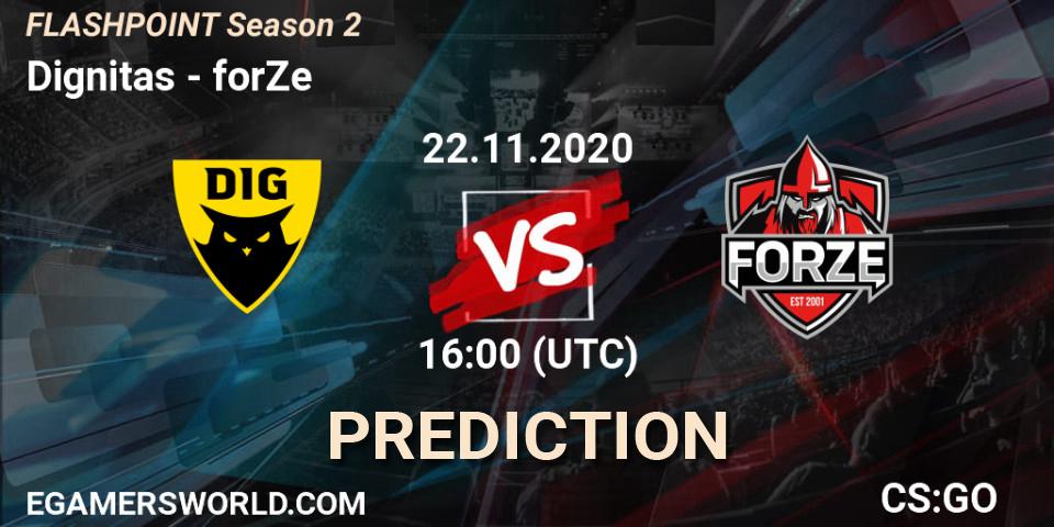 Prognose für das Spiel Dignitas VS forZe. 22.11.2020 at 13:00. Counter-Strike (CS2) - Flashpoint Season 2