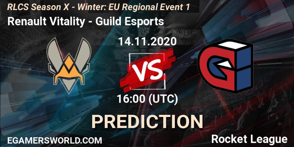 Prognose für das Spiel Renault Vitality VS Guild Esports. 14.11.2020 at 16:00. Rocket League - RLCS Season X - Winter: EU Regional Event 1