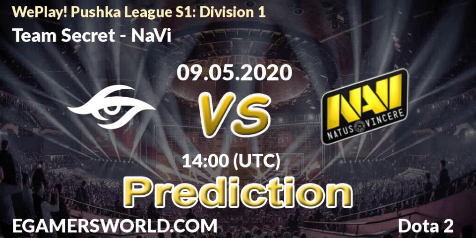 Prognose für das Spiel Team Secret VS NaVi. 09.05.2020 at 13:45. Dota 2 - WePlay! Pushka League S1: Division 1