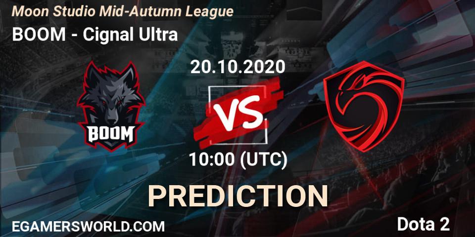 Prognose für das Spiel BOOM VS Cignal Ultra. 20.10.2020 at 10:01. Dota 2 - Moon Studio Mid-Autumn League