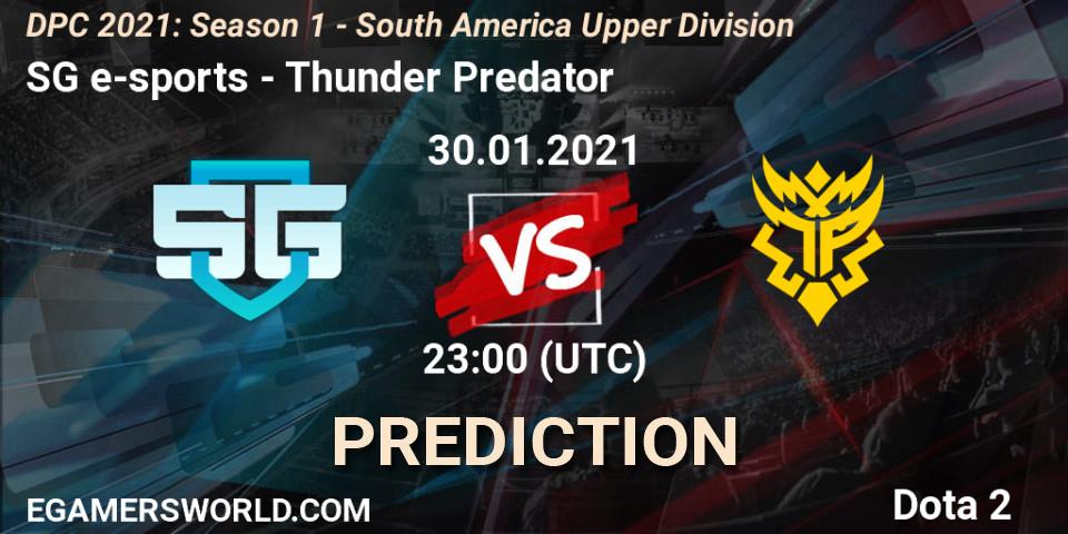 Prognose für das Spiel SG e-sports VS Thunder Predator. 30.01.21. Dota 2 - DPC 2021: Season 1 - South America Upper Division
