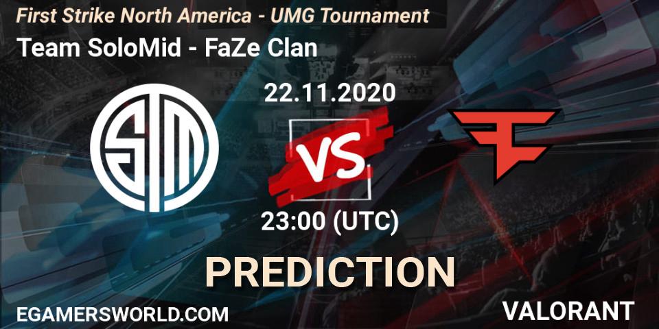 Prognose für das Spiel Team SoloMid VS FaZe Clan. 22.11.2020 at 23:00. VALORANT - First Strike North America - UMG Tournament