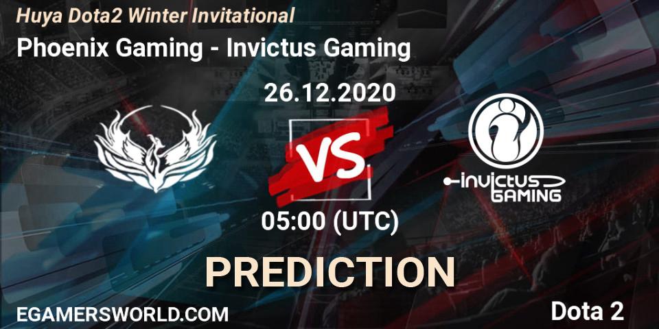 Prognose für das Spiel Phoenix Gaming VS Invictus Gaming. 26.12.2020 at 05:11. Dota 2 - Huya Dota2 Winter Invitational