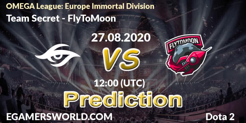 Prognose für das Spiel Team Secret VS FlyToMoon. 27.08.20. Dota 2 - OMEGA League: Europe Immortal Division