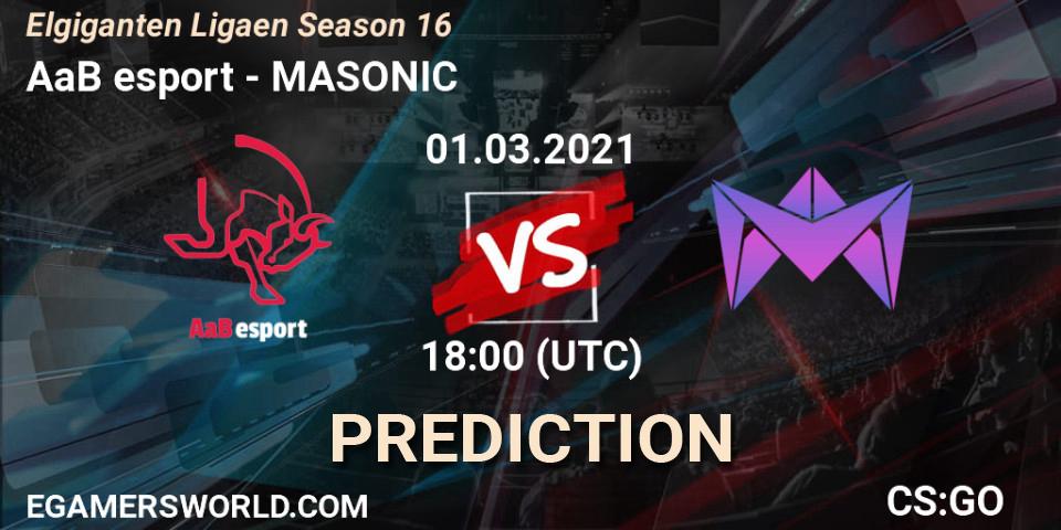 Prognose für das Spiel AaB esport VS MASONIC. 01.03.2021 at 18:00. Counter-Strike (CS2) - Elgiganten Ligaen Season 16