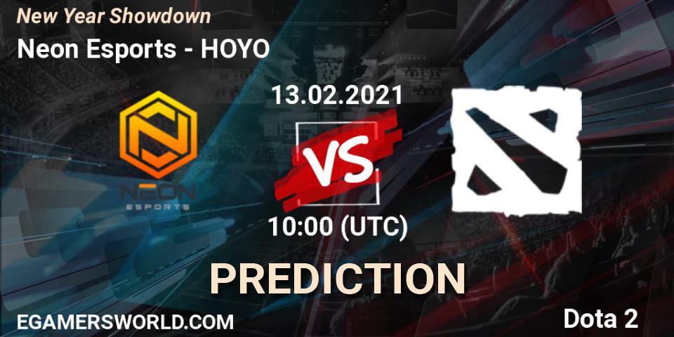 Prognose für das Spiel Neon Esports VS HOYO. 13.02.2021 at 10:04. Dota 2 - New Year Showdown