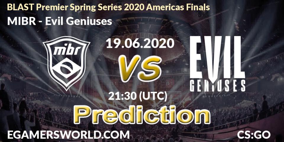 Prognose für das Spiel MIBR VS Evil Geniuses. 19.06.20. CS2 (CS:GO) - BLAST Premier Spring Series 2020 Americas Finals