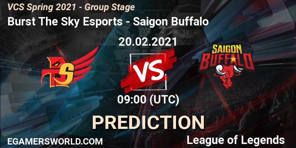 Prognose für das Spiel Burst The Sky Esports VS Saigon Buffalo. 20.02.2021 at 09:00. LoL - VCS Spring 2021 - Group Stage