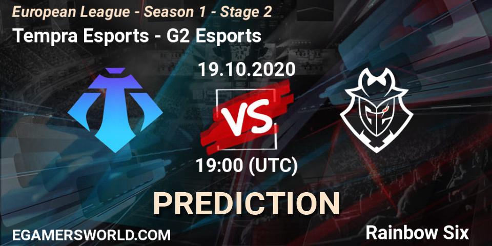 Prognose für das Spiel Tempra Esports VS G2 Esports. 19.10.2020 at 19:00. Rainbow Six - European League - Season 1 - Stage 2