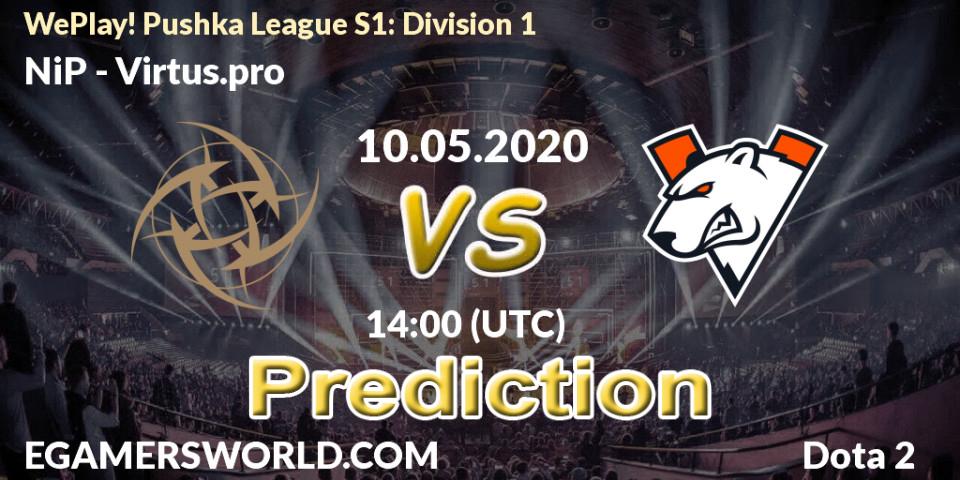 Prognose für das Spiel NiP VS Virtus.pro. 10.05.20. Dota 2 - WePlay! Pushka League S1: Division 1