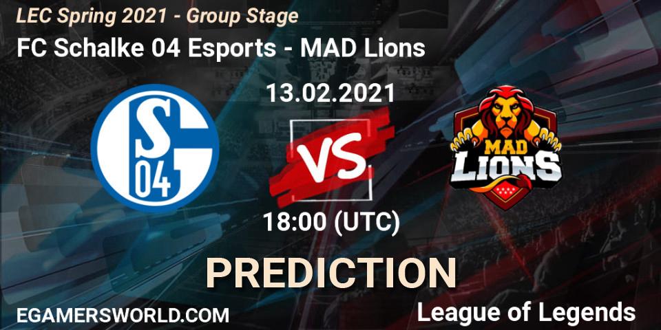 Prognose für das Spiel FC Schalke 04 Esports VS MAD Lions. 13.02.2021 at 18:00. LoL - LEC Spring 2021 - Group Stage