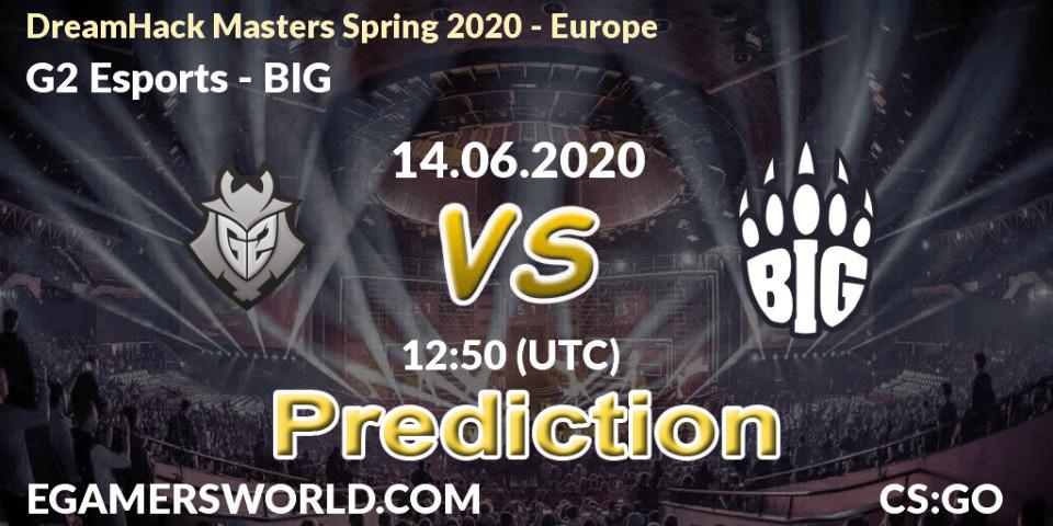 Prognose für das Spiel G2 Esports VS BIG. 14.06.20. CS2 (CS:GO) - DreamHack Masters Spring 2020 - Europe