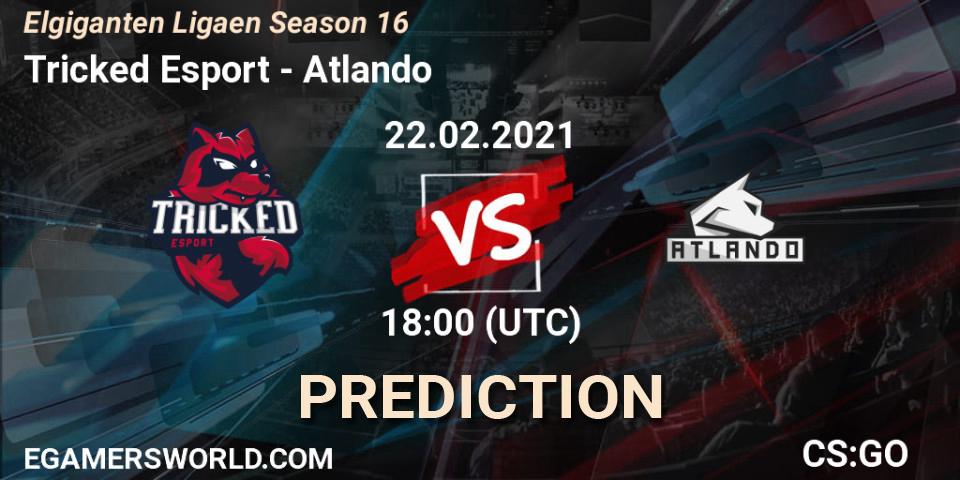 Prognose für das Spiel Tricked Esport VS Atlando. 22.02.2021 at 18:00. Counter-Strike (CS2) - Elgiganten Ligaen Season 16