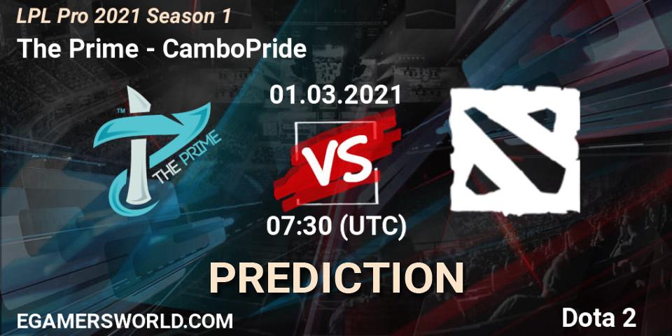 Prognose für das Spiel The Prime VS CamboPride. 01.03.21. Dota 2 - LPL Pro 2021 Season 1