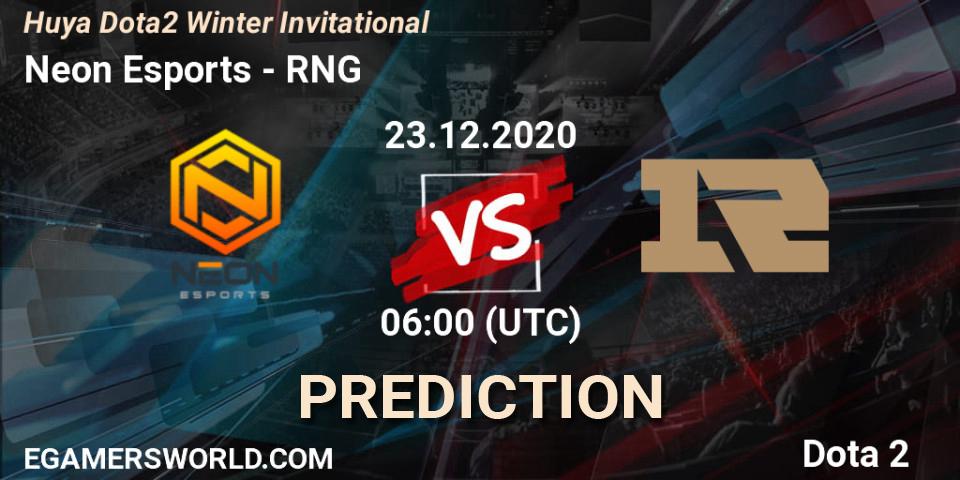 Prognose für das Spiel Neon Esports VS RNG. 23.12.2020 at 05:39. Dota 2 - Huya Dota2 Winter Invitational