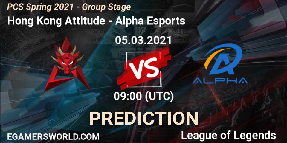 Prognose für das Spiel Hong Kong Attitude VS Alpha Esports. 05.03.21. LoL - PCS Spring 2021 - Group Stage