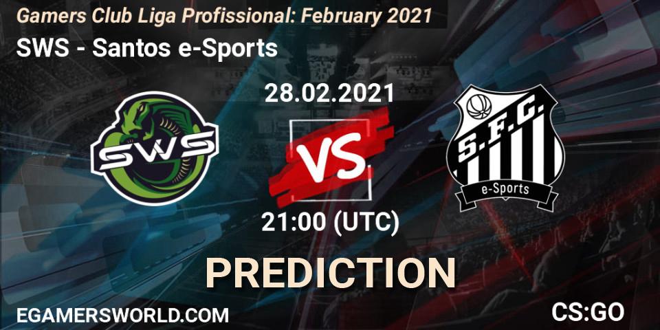 Prognose für das Spiel SWS VS Santos e-Sports. 28.02.21. CS2 (CS:GO) - Gamers Club Liga Profissional: February 2021