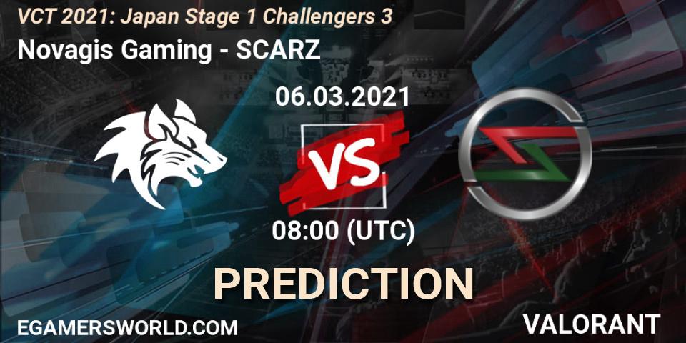 Prognose für das Spiel Novagis Gaming VS SCARZ. 06.03.2021 at 08:00. VALORANT - VCT 2021: Japan Stage 1 Challengers 3
