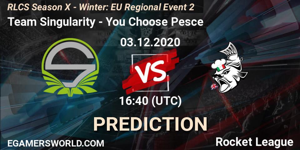Prognose für das Spiel Team Singularity VS You Choose Pesce. 03.12.2020 at 16:40. Rocket League - RLCS Season X - Winter: EU Regional Event 2