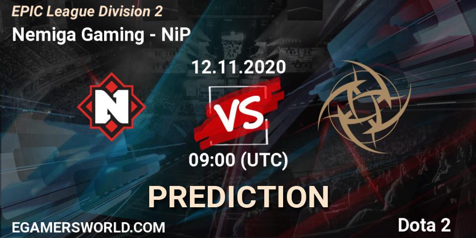 Prognose für das Spiel Nemiga Gaming VS NiP. 12.11.20. Dota 2 - EPIC League Division 2