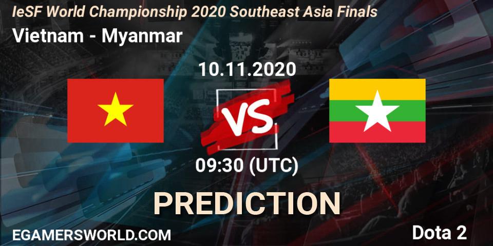 Prognose für das Spiel Vietnam VS Myanmar. 10.11.20. Dota 2 - IeSF World Championship 2020 Southeast Asia Finals