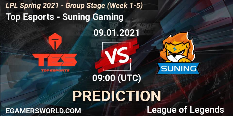 Prognose für das Spiel Top Esports VS Suning Gaming. 09.01.21. LoL - LPL Spring 2021 - Group Stage (Week 1-5)