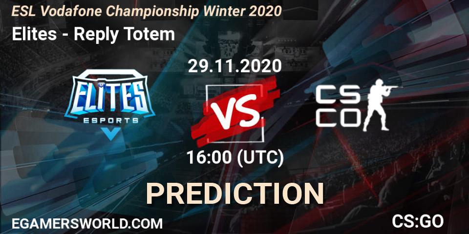 Prognose für das Spiel Elites VS Reply Totem. 29.11.20. CS2 (CS:GO) - ESL Vodafone Championship Winter 2020
