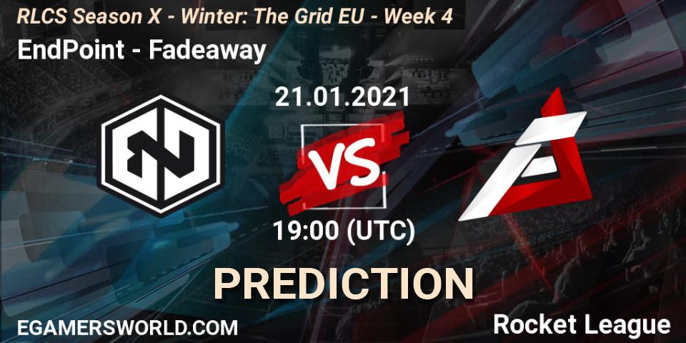 Prognose für das Spiel EndPoint VS Fadeaway. 21.01.21. Rocket League - RLCS Season X - Winter: The Grid EU - Week 4