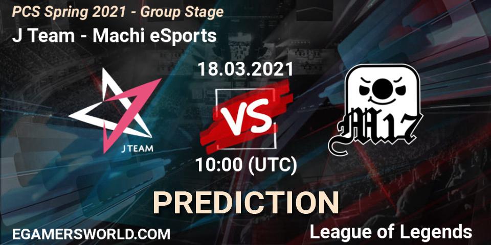 Prognose für das Spiel J Team VS Machi eSports. 18.03.2021 at 10:00. LoL - PCS Spring 2021 - Group Stage