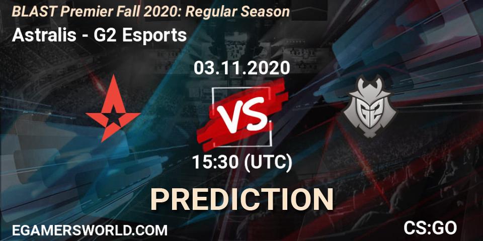 Prognose für das Spiel Astralis VS G2 Esports. 03.11.2020 at 15:30. Counter-Strike (CS2) - BLAST Premier Fall 2020: Regular Season