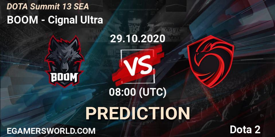 Prognose für das Spiel BOOM VS Cignal Ultra. 29.10.2020 at 08:31. Dota 2 - DOTA Summit 13: SEA