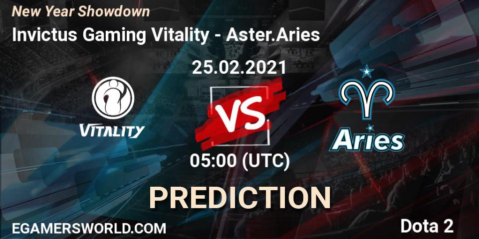Prognose für das Spiel Invictus Gaming Vitality VS Aster.Aries. 25.02.21. Dota 2 - New Year Showdown