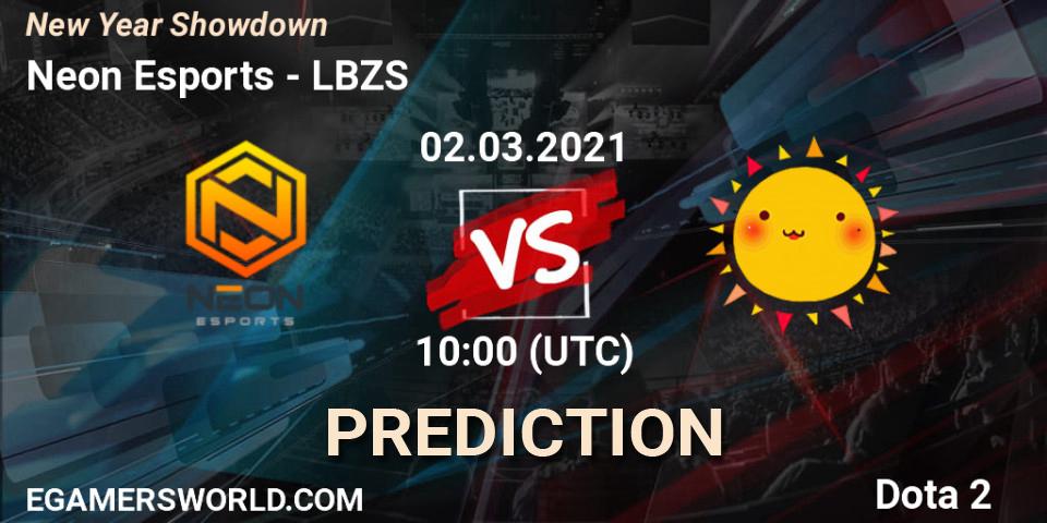 Prognose für das Spiel Neon Esports VS LBZS. 02.03.2021 at 10:09. Dota 2 - New Year Showdown